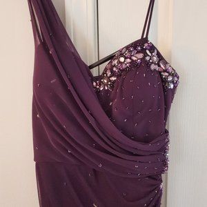 Aubergine crystal embellished Evening gown by Xscape